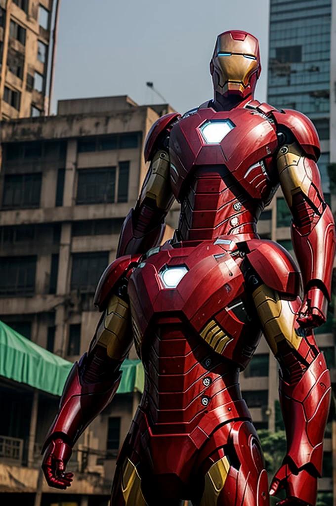 Bangladeshi iron man standing in Dhaka city
