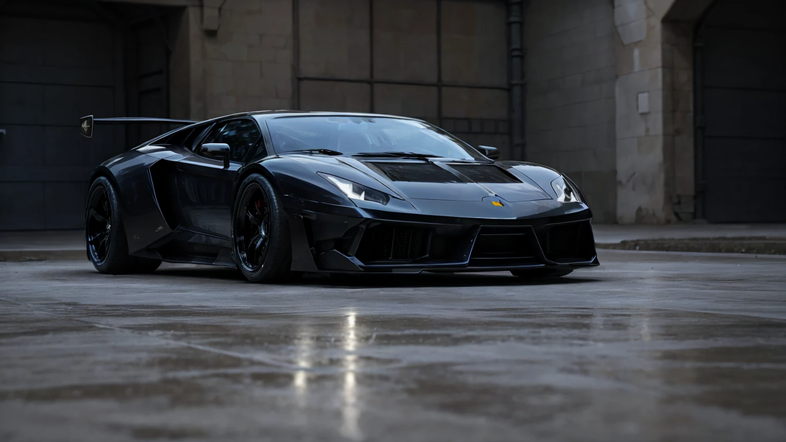 Sports car, beautiful, style, Lamborghini, chains, chained car to the ground, chained car, chained car by the wheels, chained car, chained car, beautiful car, dungeon, 