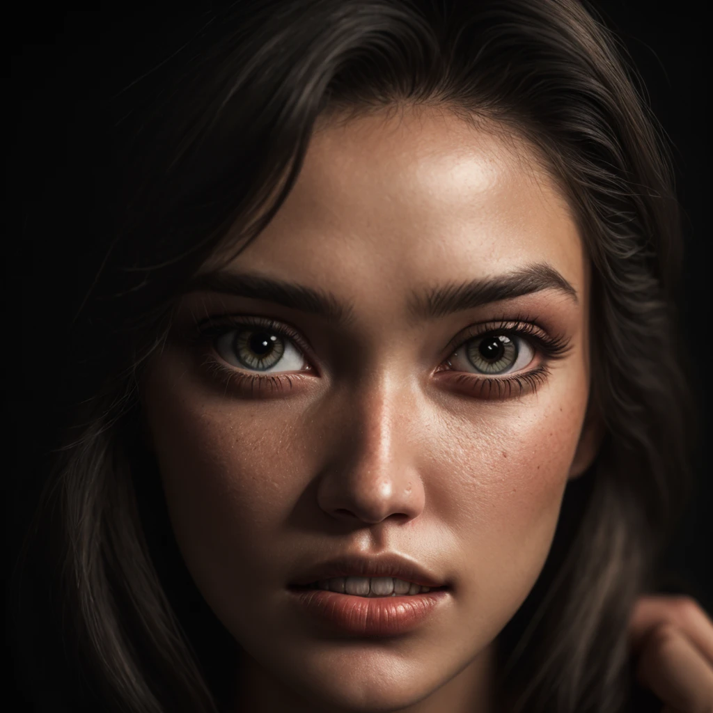 (close-up, editorial photograph of a 21 year old gigi hadid,POV, by lee jeffries, nikon d850, film stock photograph ,4 kodak portra 400 ,camera f1.6 lens ,rich colors ,hyper realistic ,lifelike texture, dramatic lighting , cinestill 800,), (highly detailed face:1.4), perfect eyes, realistic iris, perfect teeth, (smile:0.7), (background inside dark, moody, private study:1.3) , red eyes