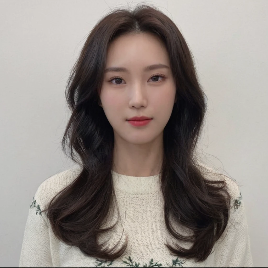 Best Quality, 8k, Masterpiece, (Portrait: 1.3), (photo realistic:1.4), (hyper realistic:1.4), Sharp Focus, looking at viewer, (smoother lighting:1.1), (increase cinematic lighting quality:0.9), realistic lighting, backlighting, light on face, ray trace, (brightening light:1.2), (Increase quality:1.4), sharp detail, (best quality real texture skin:1.4), finely detailed eyes, black_eyes, finely detailed face, 25 year old Korean woman, (white formal_shirt:1.4), (Create an image maintaining the original base model hairstyle:1.5), 