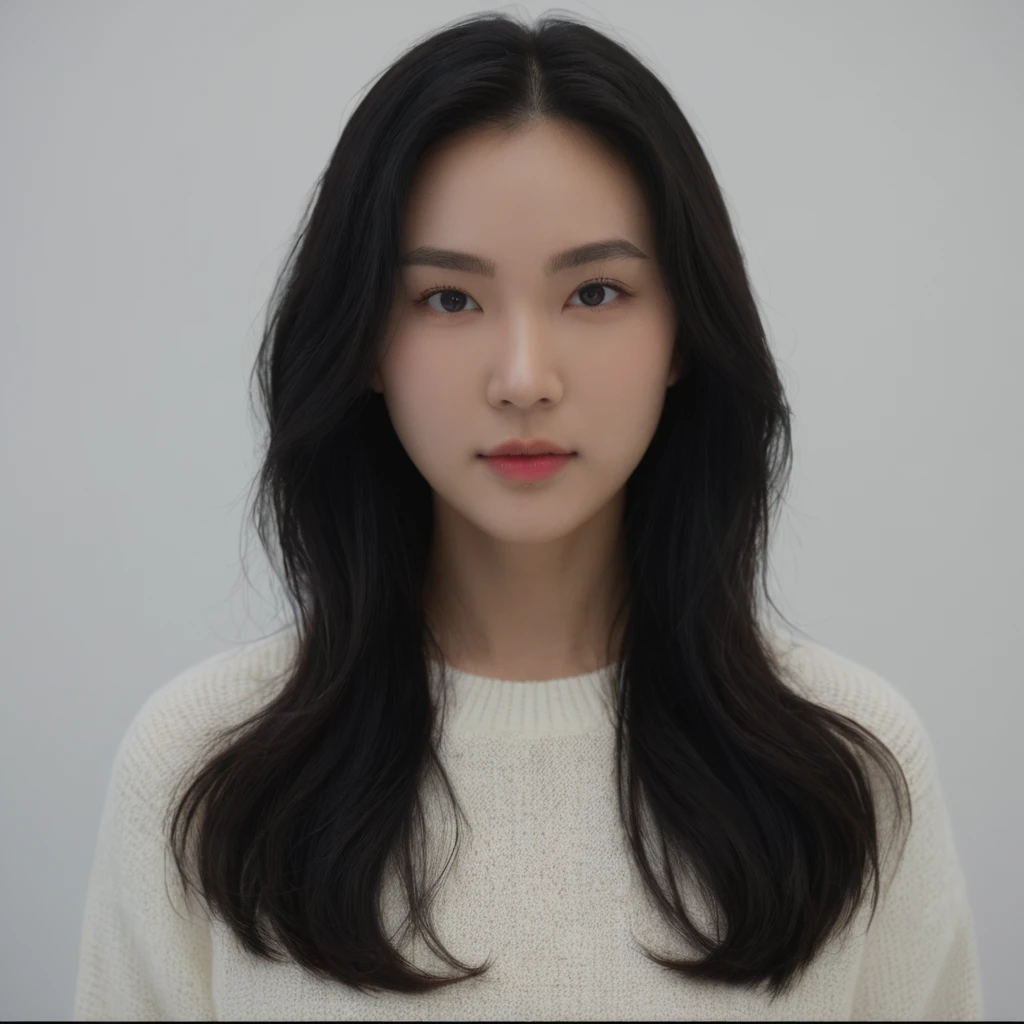 Best Quality, 8k, Masterpiece, (Portrait: 1.3), (photo realistic:1.4), (hyper realistic:1.4), Sharp Focus, looking at viewer, (smoother lighting:1.1), (increase cinematic lighting quality:0.9), realistic lighting, backlighting, light on face, ray trace, (brightening light:1.2), (Increase quality:1.4), sharp detail, (best quality real texture skin:1.4), finely detailed eyes, black_eyes, finely detailed face, 25 year old Korean woman, (white formal_shirt:1.4), (Create an image maintaining the original base model hairstyle:1.5)