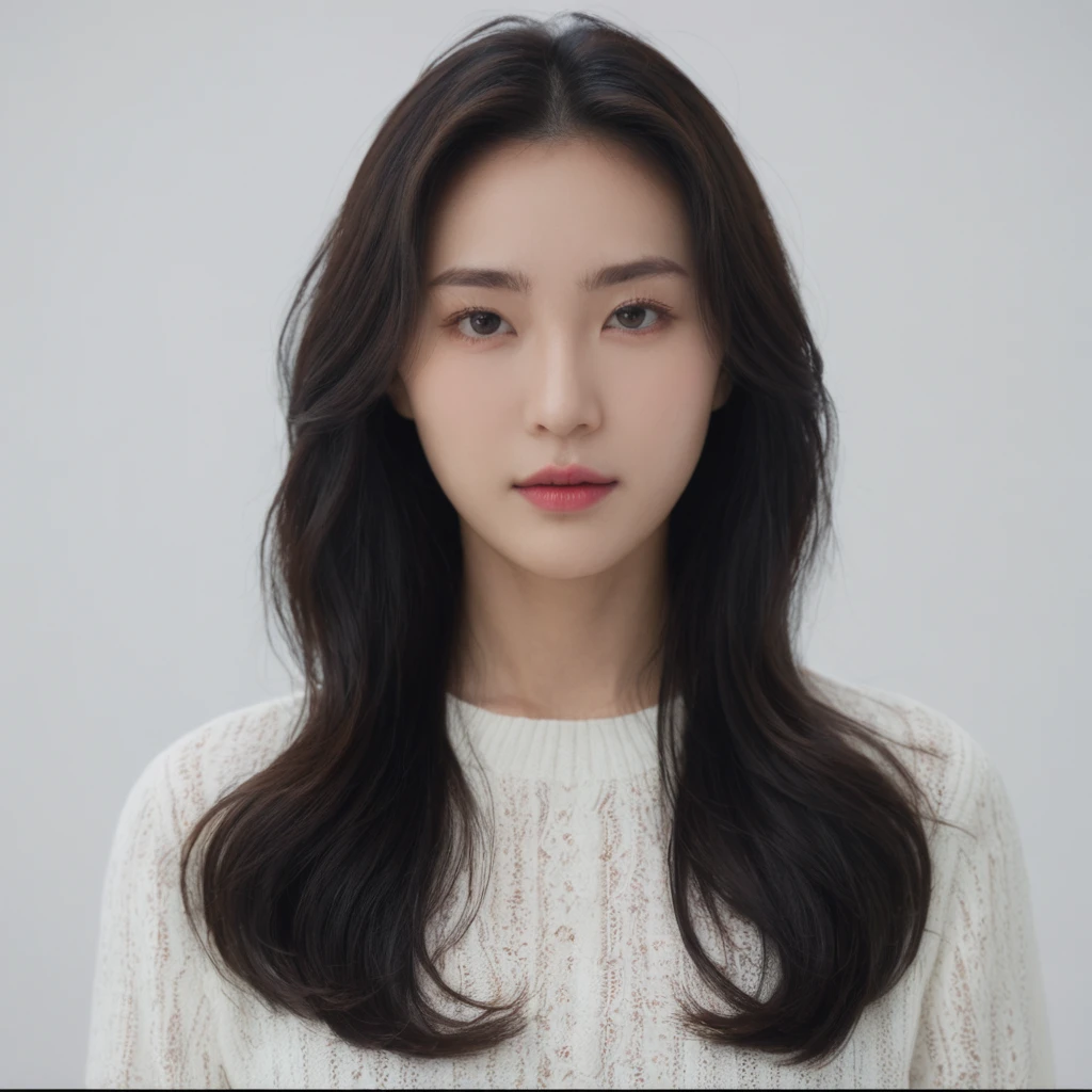 Best Quality, 8k, Masterpiece, (Portrait: 1.3), (photo realistic:1.4), (hyper realistic:1.4), Sharp Focus, looking at viewer, (smoother lighting:1.1), (increase cinematic lighting quality:0.9), realistic lighting, backlighting, light on face, ray trace, (brightening light:1.2), (Increase quality:1.4), sharp detail, (best quality real texture skin:1.4), finely detailed eyes, black_eyes, finely detailed face, 25 year old Korean woman, (white formal_shirt:1.4), (Create an image maintaining the original base model hairstyle:1.5)