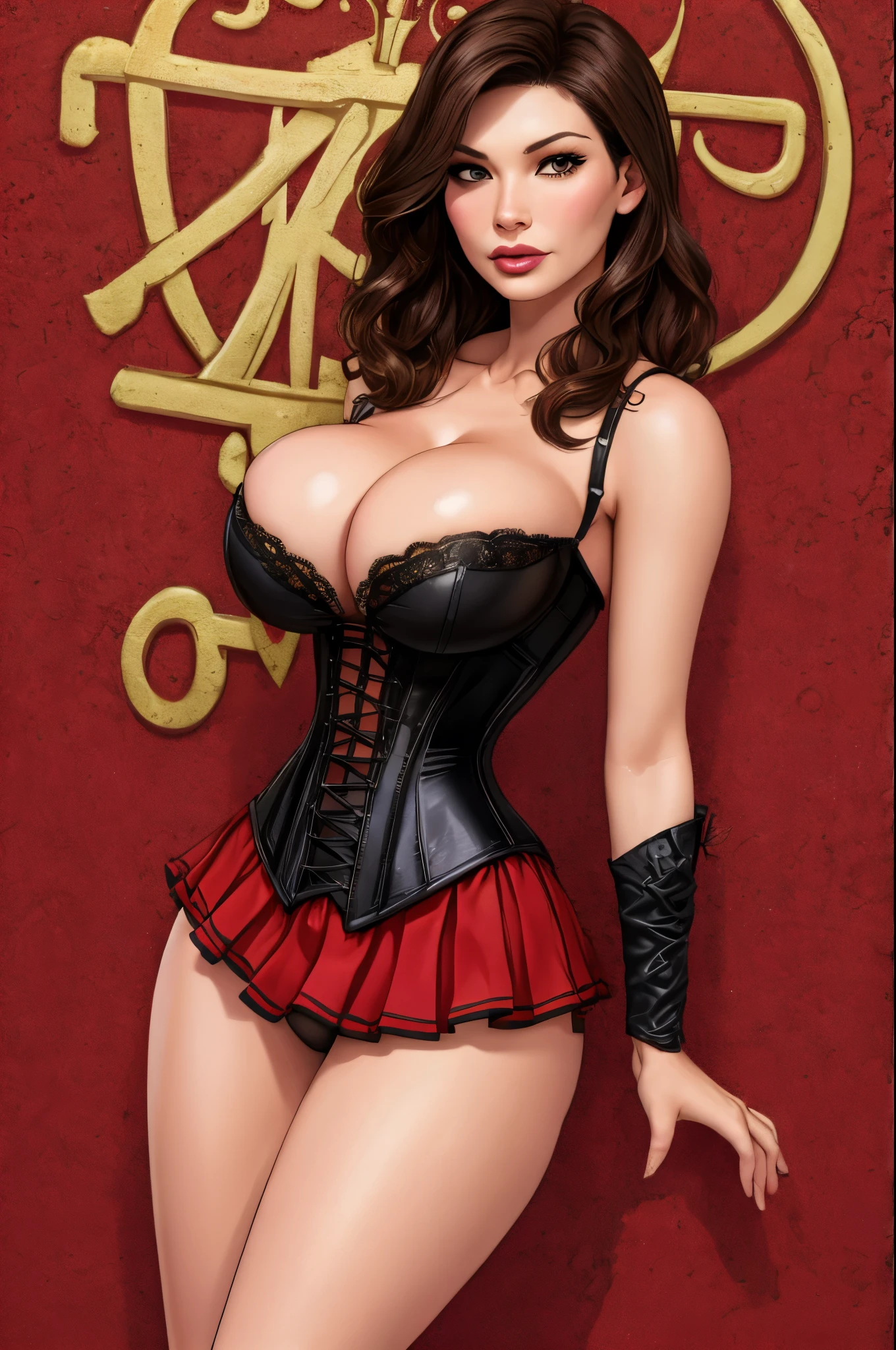corset, cleavage, legs, standing, sexy, seductive, skirt, rubenesque, Laura Elena Harring