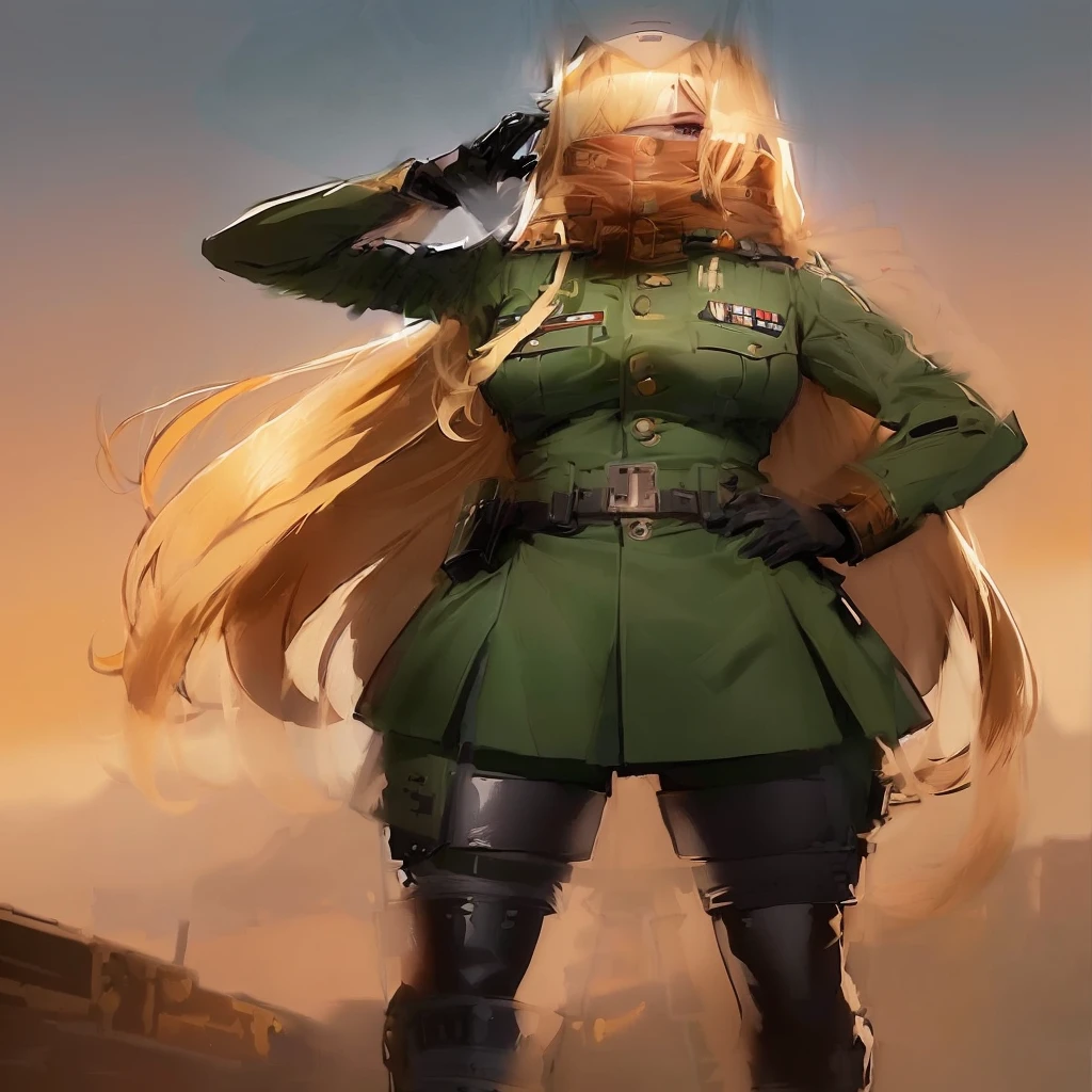 anime girl in military uniform with a gun in her hand, soldier girl, from girls frontline, military girl, cushart krenz, cushart kenz, female anime character, infantry girl, blonde anime girl with long hair, anya from spy x family, fujita goro!, mechanized soldier girl, cushart krenz key art feminine