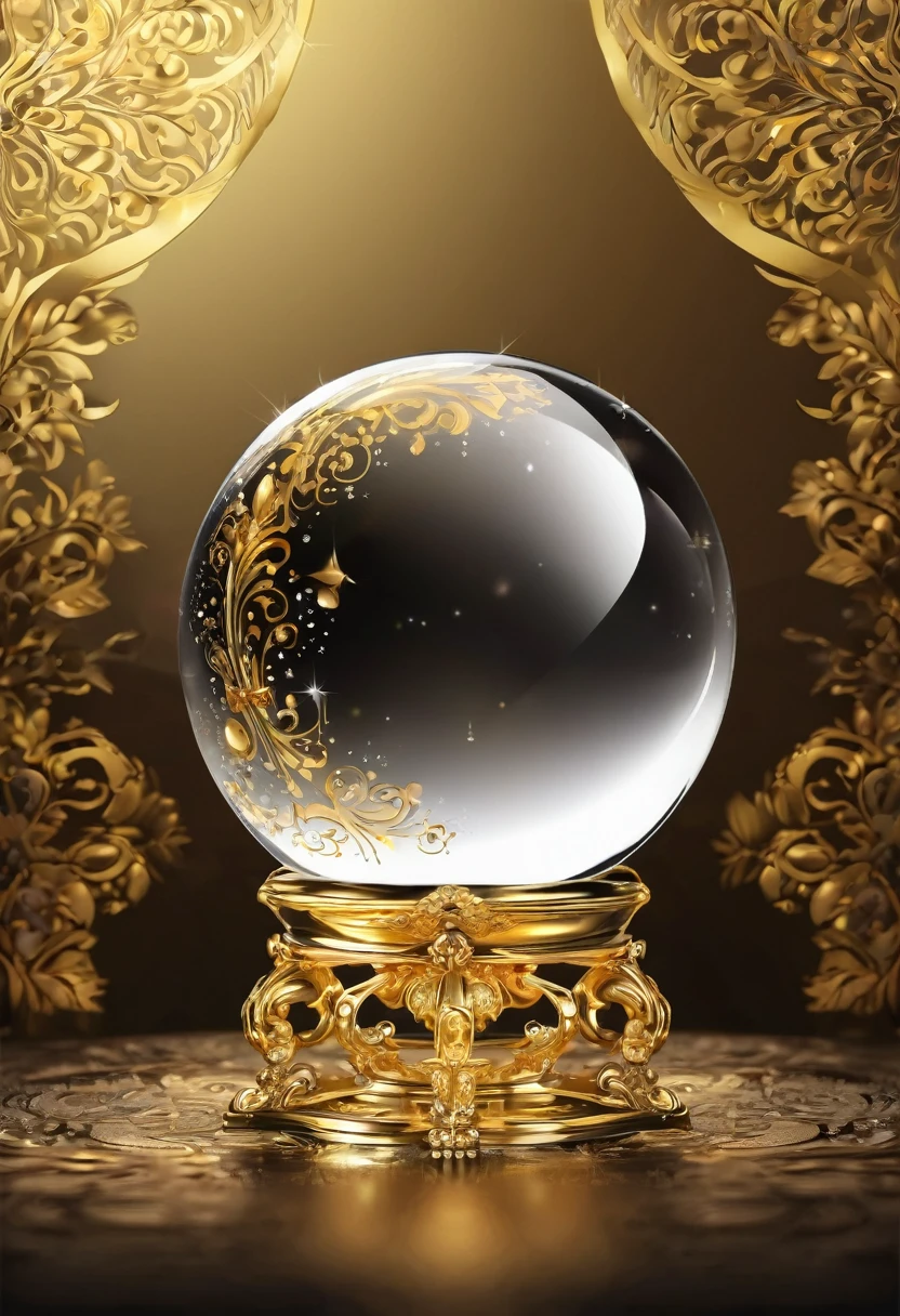 Crystal ball in the center、Beautifully decorated、Wallpaper Art、Background gold、