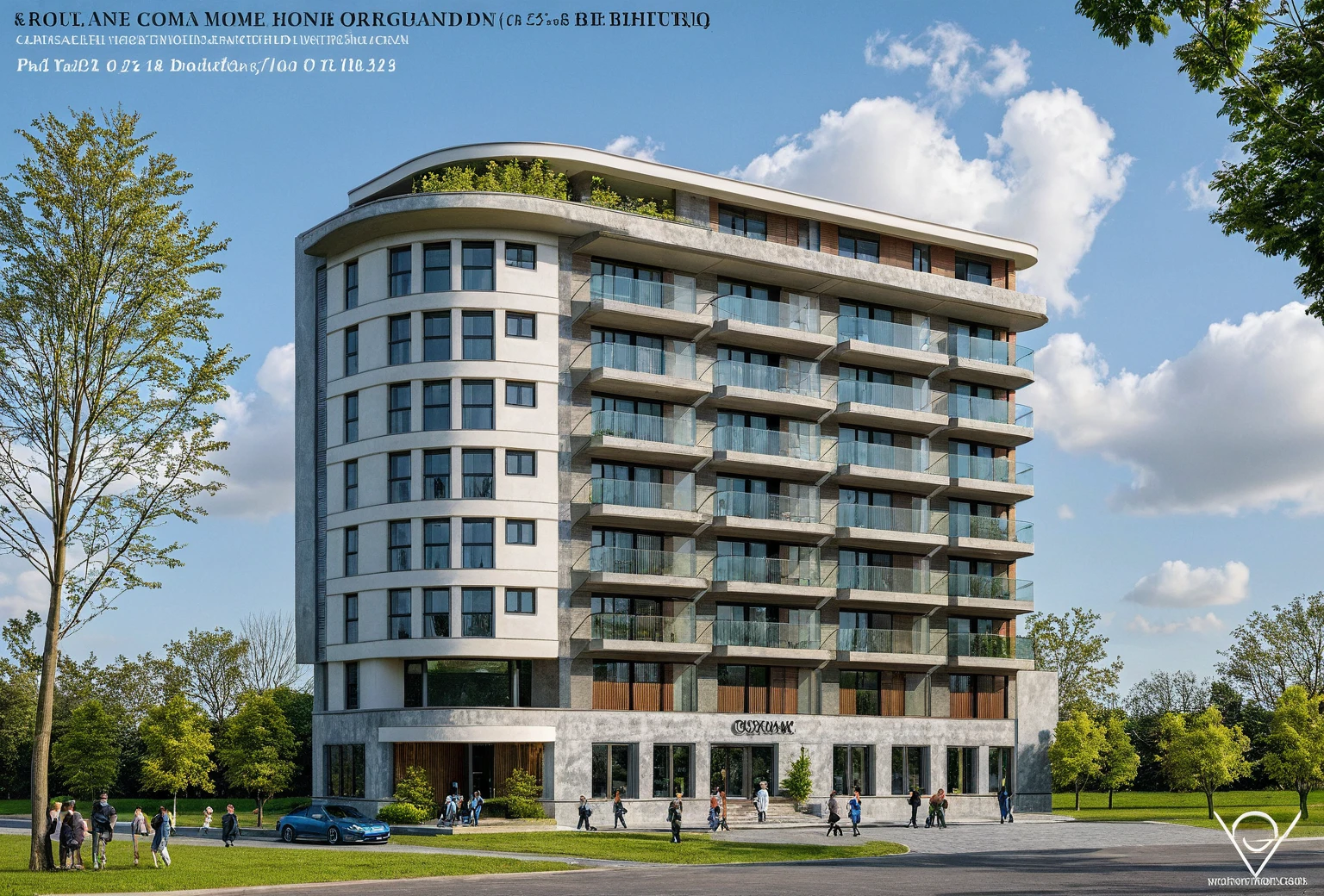 Masterpiece, high quality, best quality, authentic, super detail, outdoors, house style modern,bietthuhn, white wall, glass windows, gate road,pavement, grass, trees,blue sky, cloud, (day:1.1), realistic lighting