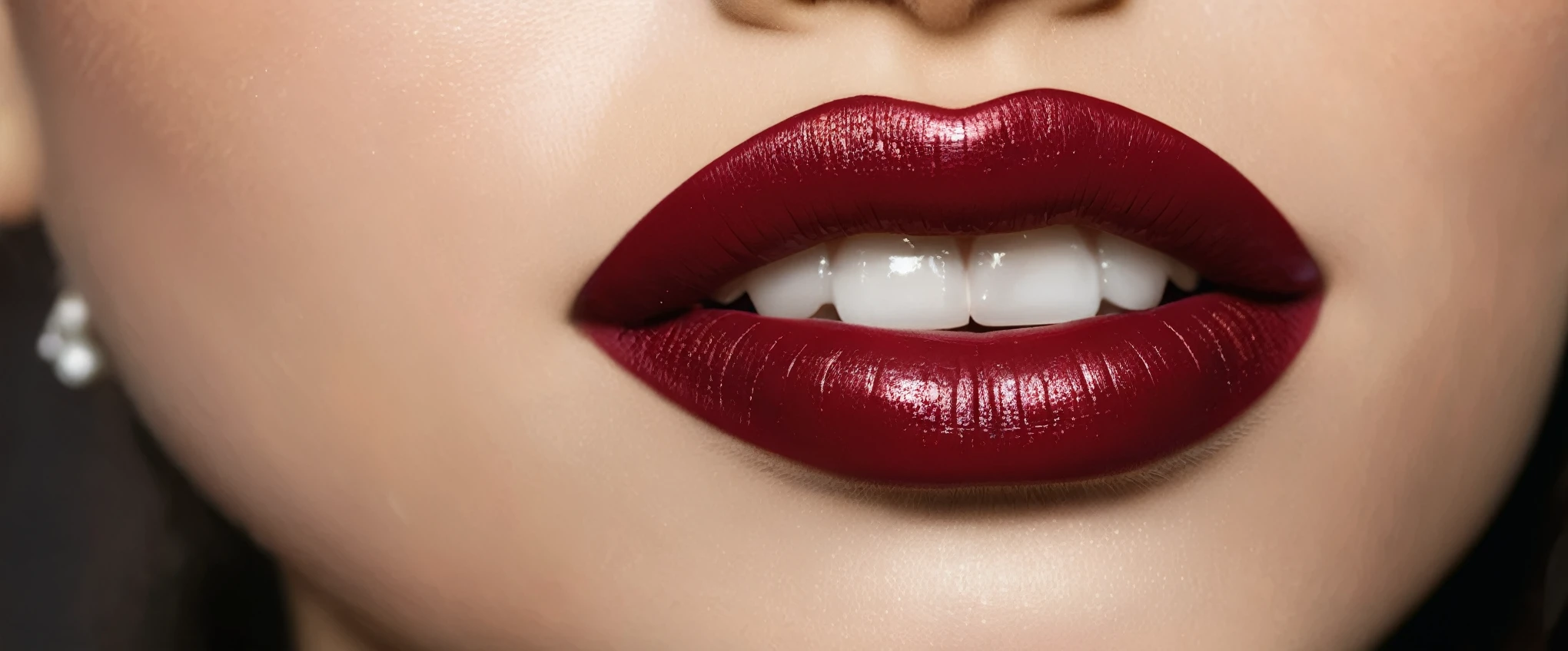 a gentle kiss, evil smiley mouth, Dark red lips, glossy lips, Woman face close up, Fashion lipstick, kiss icon, Girl cosmetics,
