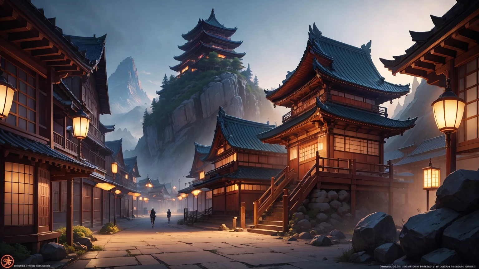 ((Masterpiece)), (8k, high resolution), (best quality), ultra detailed, (purple lighting), chinese architecture, ancient chinese town, cinematic lighting, onmyoji detailed art, concept art magic highlights, background artwork, league of legends concept art, magic backgrounds, background art, enter the ethereal realm, league of legends concept art, riot games concept art, glowing concept art, mysterious temple setting, magical concept art, odin's stone arena background, traditional japanese concept art, anime landscape concept art, onmyoji detailed art, japanese town, concept art amazing atmosphere, beautiful concept art, 2.5 d cgi anime fantasy artwork, japanese city, bustling magic town, dreamy china town, colorful fox town, beautiful concept art