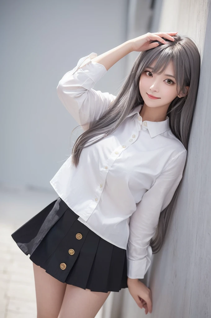 detailed face, cute face, ((masterpiece)), (Highest quality))), (Character design sheet, National costume, same characters, front, ~ side, return), figure, 1 girl, whole body, Silver Hair, eyes hair, Beautiful Eyes, Princess Cut, Environmental change scene, Short skirt, Shyness, woman, girl, Are standing, Gothic Lolita, VTuber, Chartern Betarola, (simple returnground, white returnground: 1.3) ( masterpiece:1.2), (Highest quality:1.3)