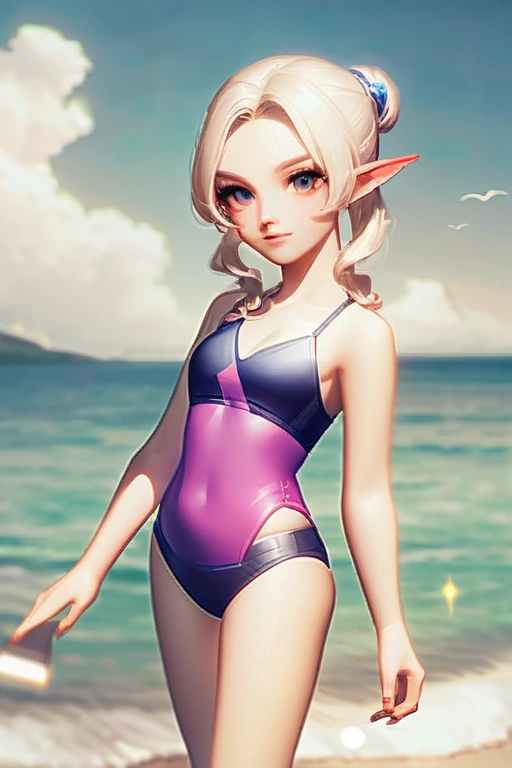 ((Лучшее качество)), ((шедевр)), (подробный), an elf in a swimsuit