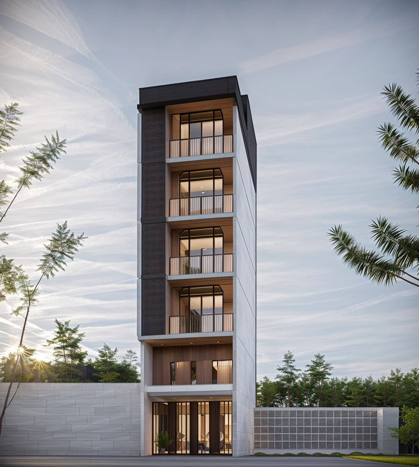 villa modern,night, Realistic, exterior, sunlight, house, RAW photo, 8k uhd, dslr, (high detailed skin:1.3), soft lighting, ultra quality, film grain, Fujifilm XT3, sharp image, best quality, authentic, hight quality,