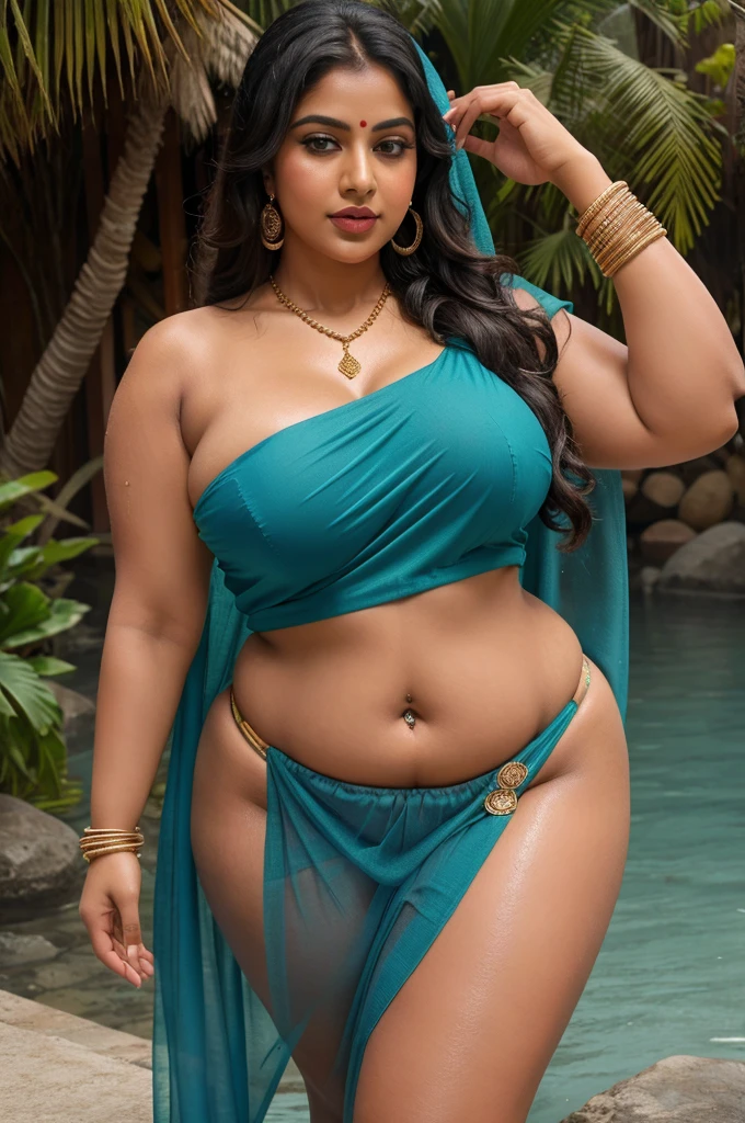 In RAIN, FULL BODY PICTURE, in SEA water, a muscular bearded MUSLIM man in shorts kissing with wet Hindu BBW ,In VEIL saree, Wet curvy, chubby ,curvy,Busty desi Mommy is showing her big ass in thong , showing her big showing cleavage inside bikini sleeveless blouse, underarms, mehandi henna tattoo on both hands, Nose Ring, many bangles in both hands,Earings, Necklace ,Lipstick ,Navel,Indian, Chubby, showing her curves