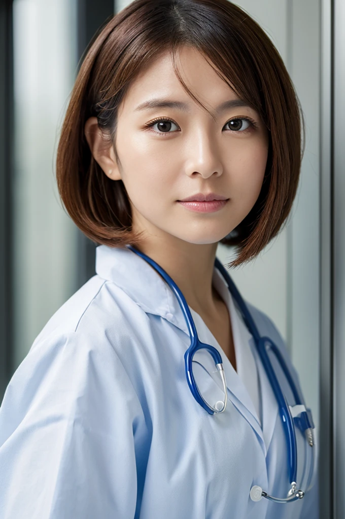 ((Highest quality)), ((masterpiece)), (detailed),Perfect Face,Japanese,Female doctor,White