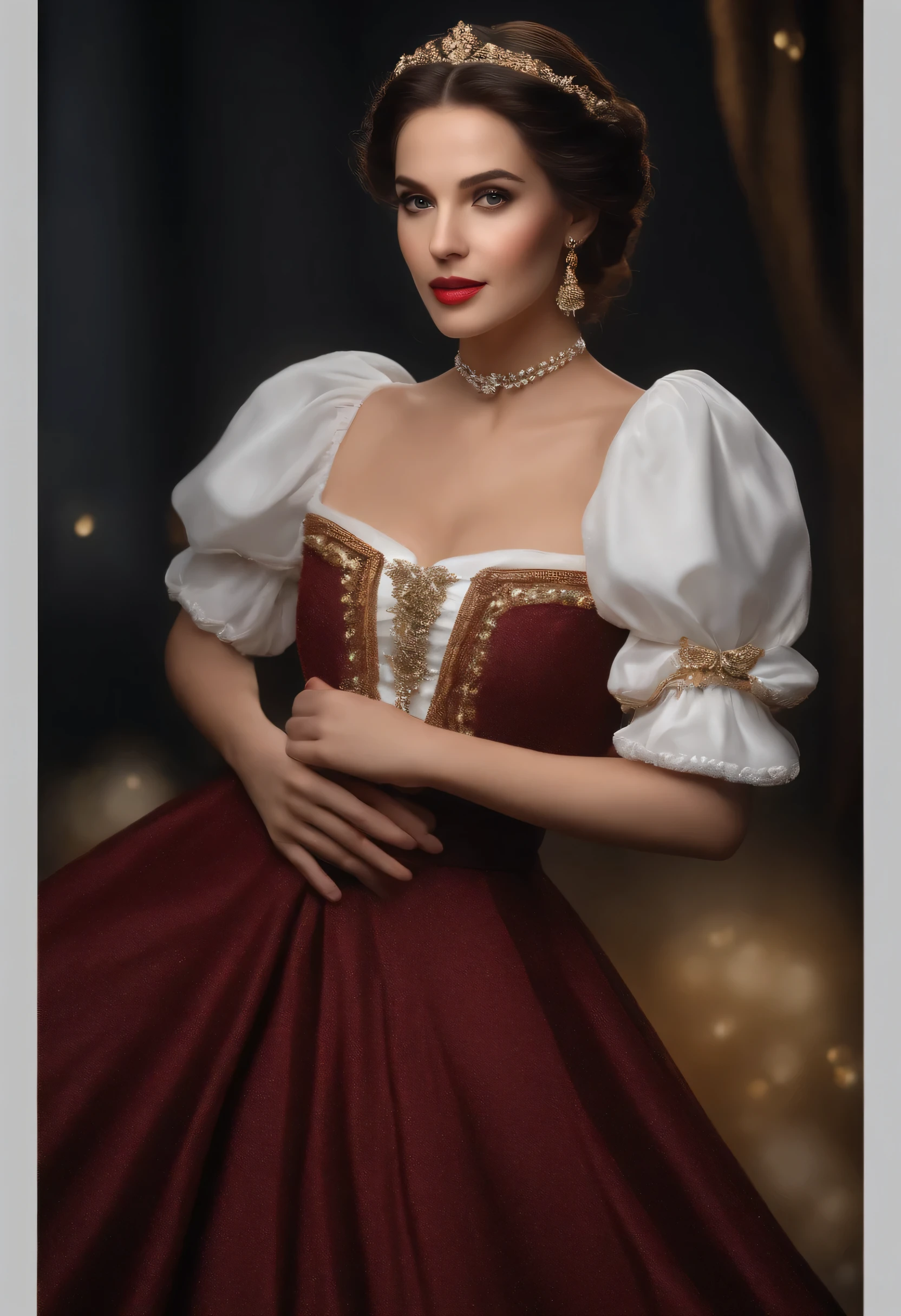 Snow White dancing with Lord Wader, Nikon Z FX device, Mola EF 70mm, Cinema lighting, studio background, style long exposure, long shot type, Brightly colored scene, fotorrealisitic, internal, beautiful face, highy detailed Face, Corpo perfect , whole body, perfect, realisitic, highy detailed, art station, trend, work of art, realisitic Face, realisitic Skin, detailedeyes, arte linda, Ultrarealistic Render n-9, 4K, 8K, 16K, 20K, hdr, ultra HD, 64k , perfect lighting, studio lighting, fotorrealisitic, hiperrealisitic, symmetrical face, engine unreal, bokeh, high resolution scanning, professional photograpy