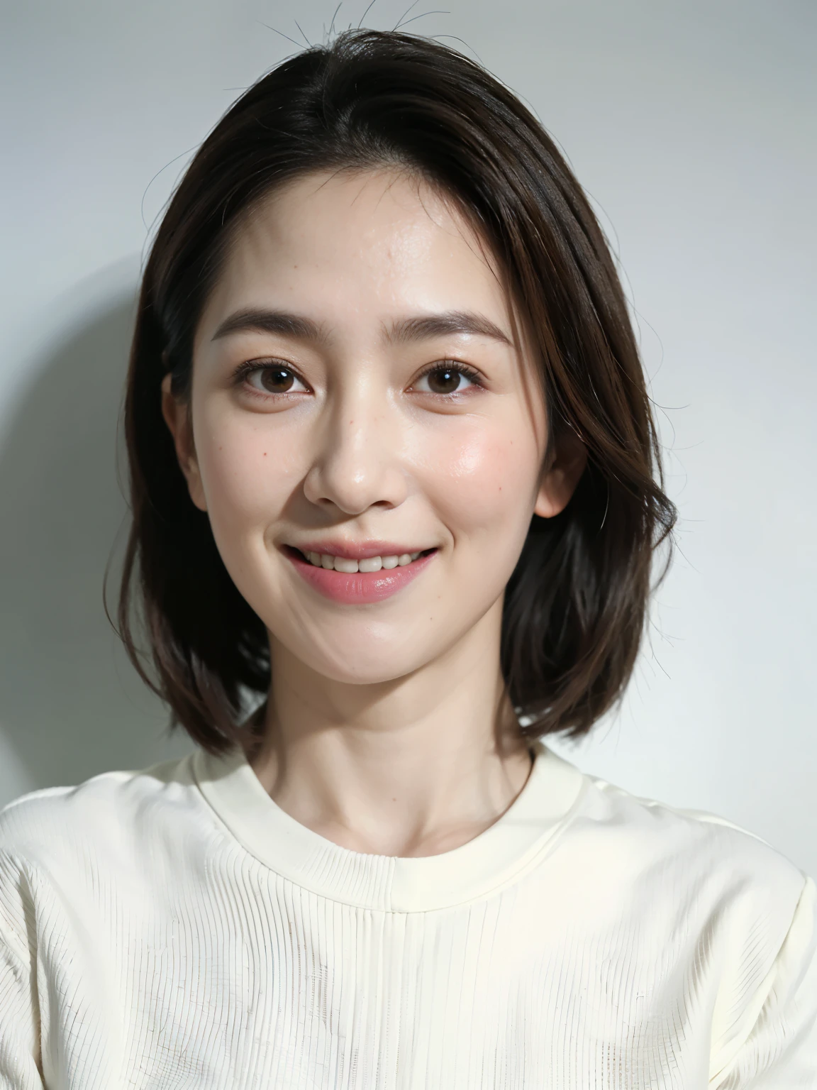 (8K, best quality, masterpiece:1.2),(Practical, Photo-realistic:1.37),Extremely detailed, ((1 girl)),A 40-year-old woman，(Smile:1.15),(Residence),Beautiful and delicate eyes,(Medium length:1.2),Positive face，ID photo
