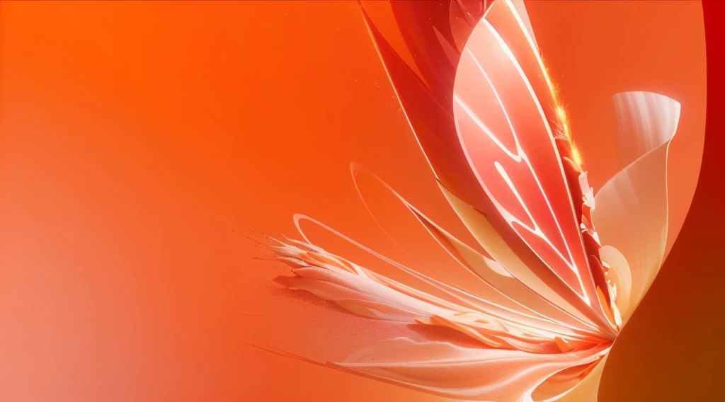 This is a close up of flowers against a red background, Energetic, Energetic的Orange background, Orange background, Cinema 4d colorful rendering, rendered in cinema4d, Rendering in Cinema 4D, Smooth lines, Widescreen screenshot, Abstract 3d artwork, 3D fractal background, Cinema 4D Art, Orange spike halo in motion