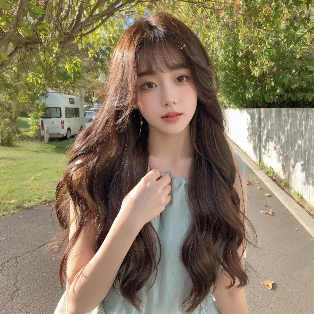 Honey Tea Linen Bed Curls，Water Ripples，Natural and beautiful hair，uniform hair color，The background is simple and clean