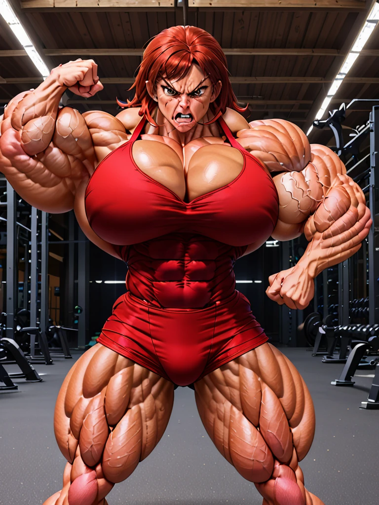 Muscle woman angry flex