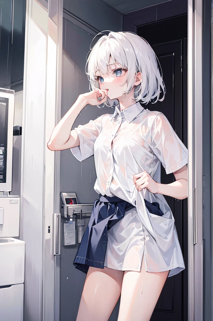 koneko, naked hoodie, navel, anime illustration, high quality, sexy pose,