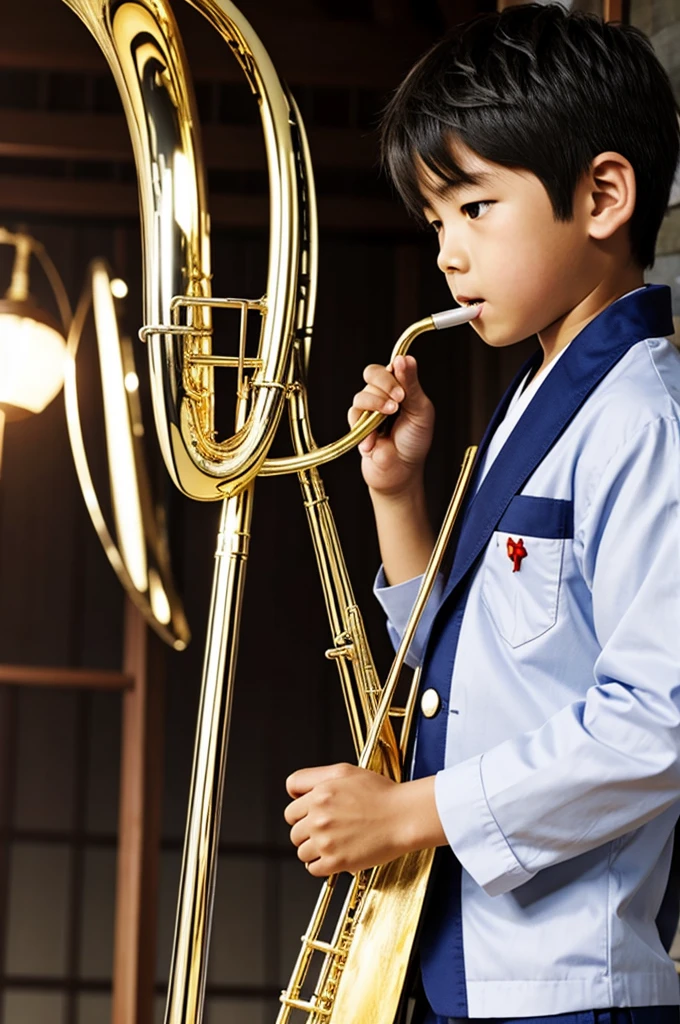 Boy, Japanese, anime , trombone 