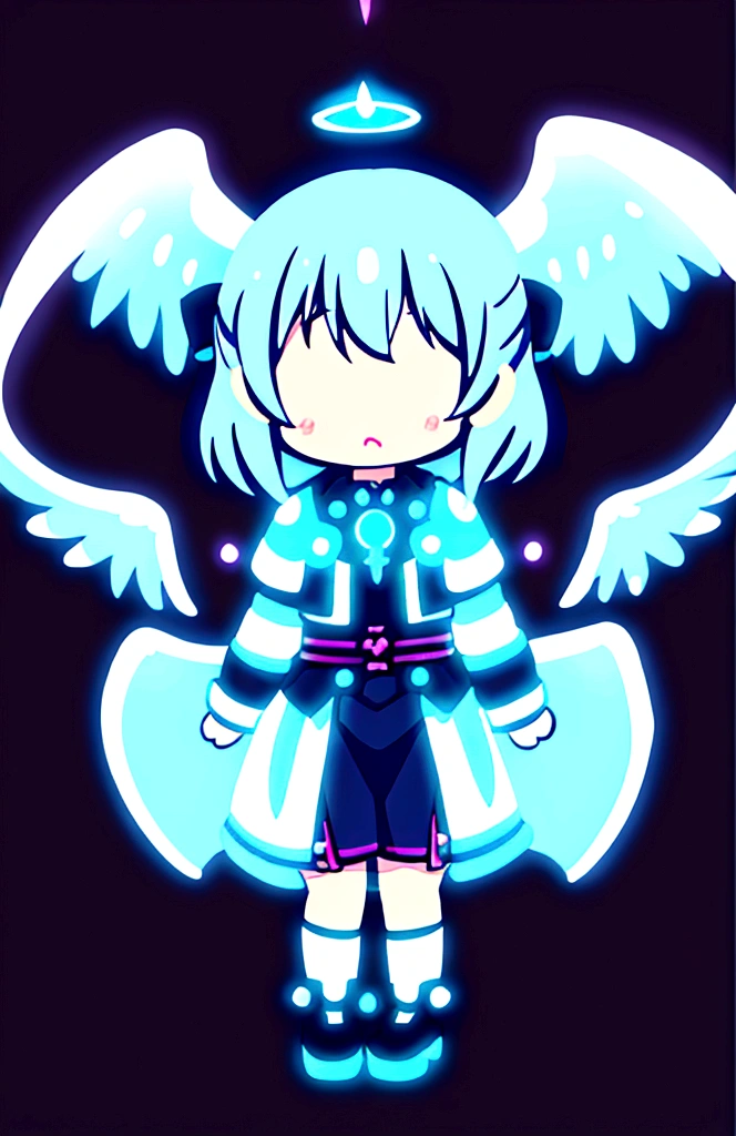 , angel wings, neon lights