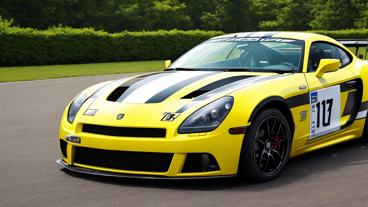 a sports car was chained to the ground
