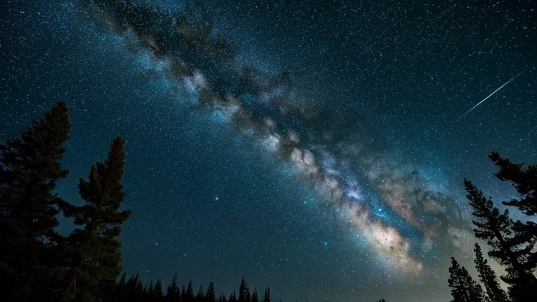 Night Sky forest Moon milky way