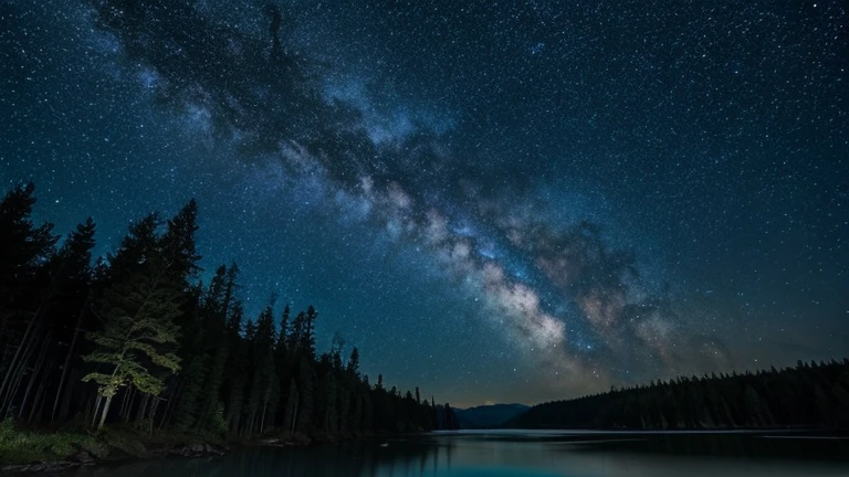 Night Sky forest Moon milky way