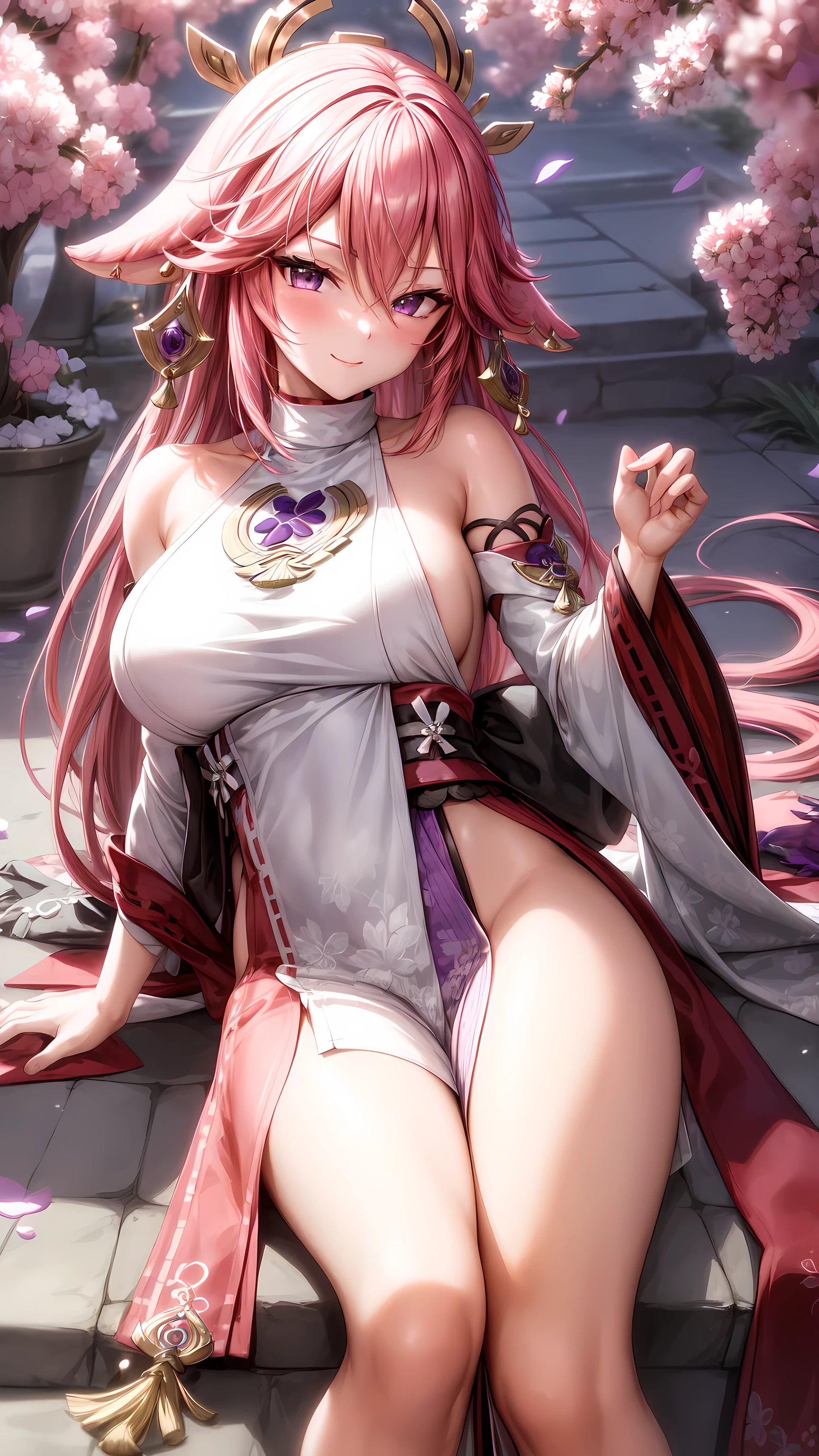 Yae miko(purple eyes)(wedding dress)(mirada sensual)