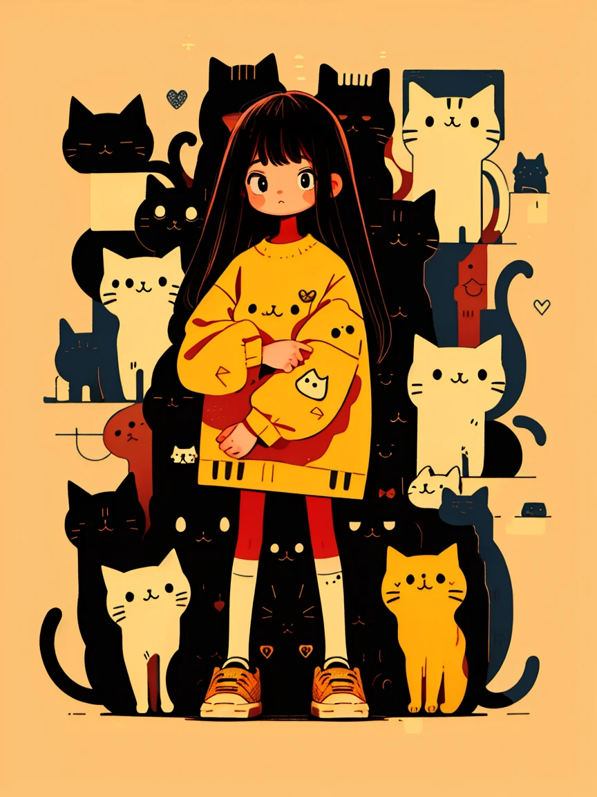 Masterpiece,Best quality,1girll,cat,Long sleeves,