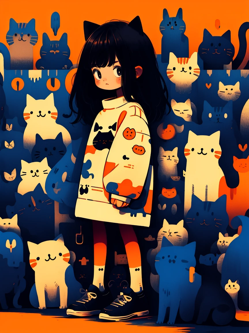 Masterpiece,Best quality,1girll,cat,Long sleeves,