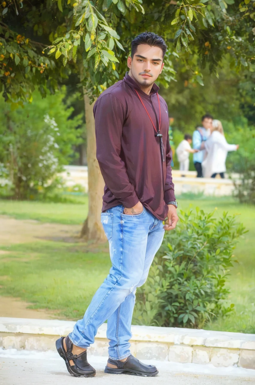 Couple, 1 girl 1 boy, different hair color, long blonde hair, wavy hair, no bangs, grey eyes. Pullover and jeans. Short black hair, wavy hair and (green eyes) , black t shirt and jeans, height different, detailed eyes, face, hand. The look at the viewer. They hug. They are near pine trees with snow. Full figure. Background snow forest