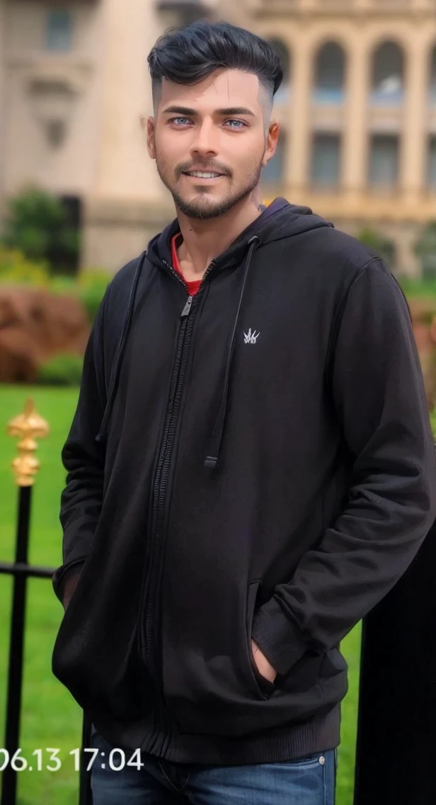Male in his late twenties, Medium length hair that reaches shoulder length, small beard;, Purple eyes, Dark circle, White skin, cartoon, Wear technology clothing.