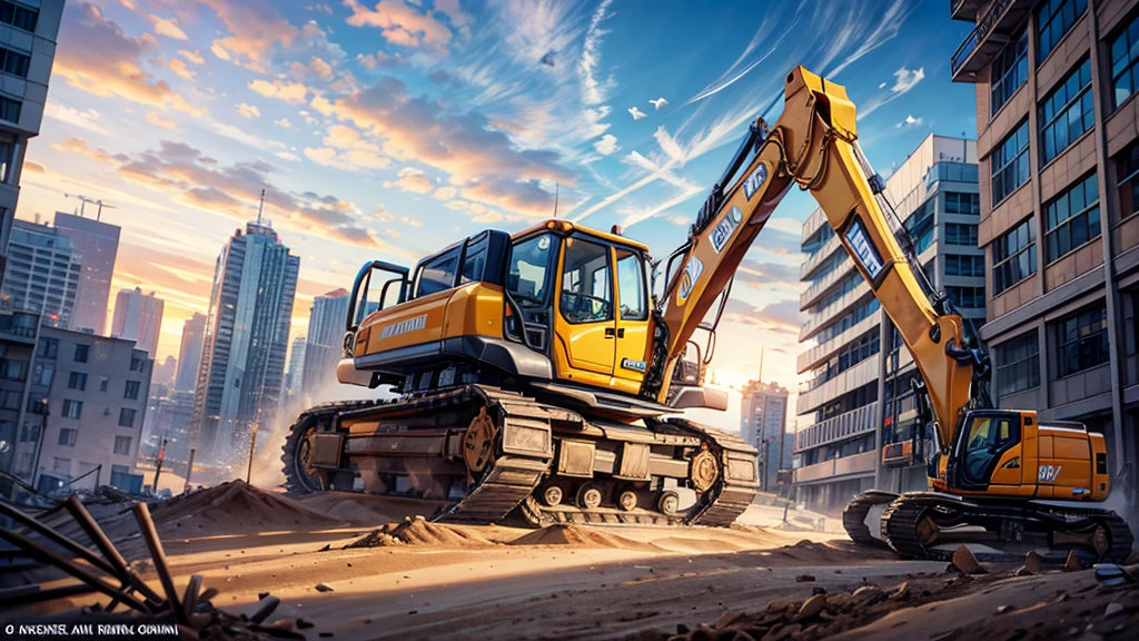 An excavator with top quality on the construction site, Rich details, Perfect image quality,