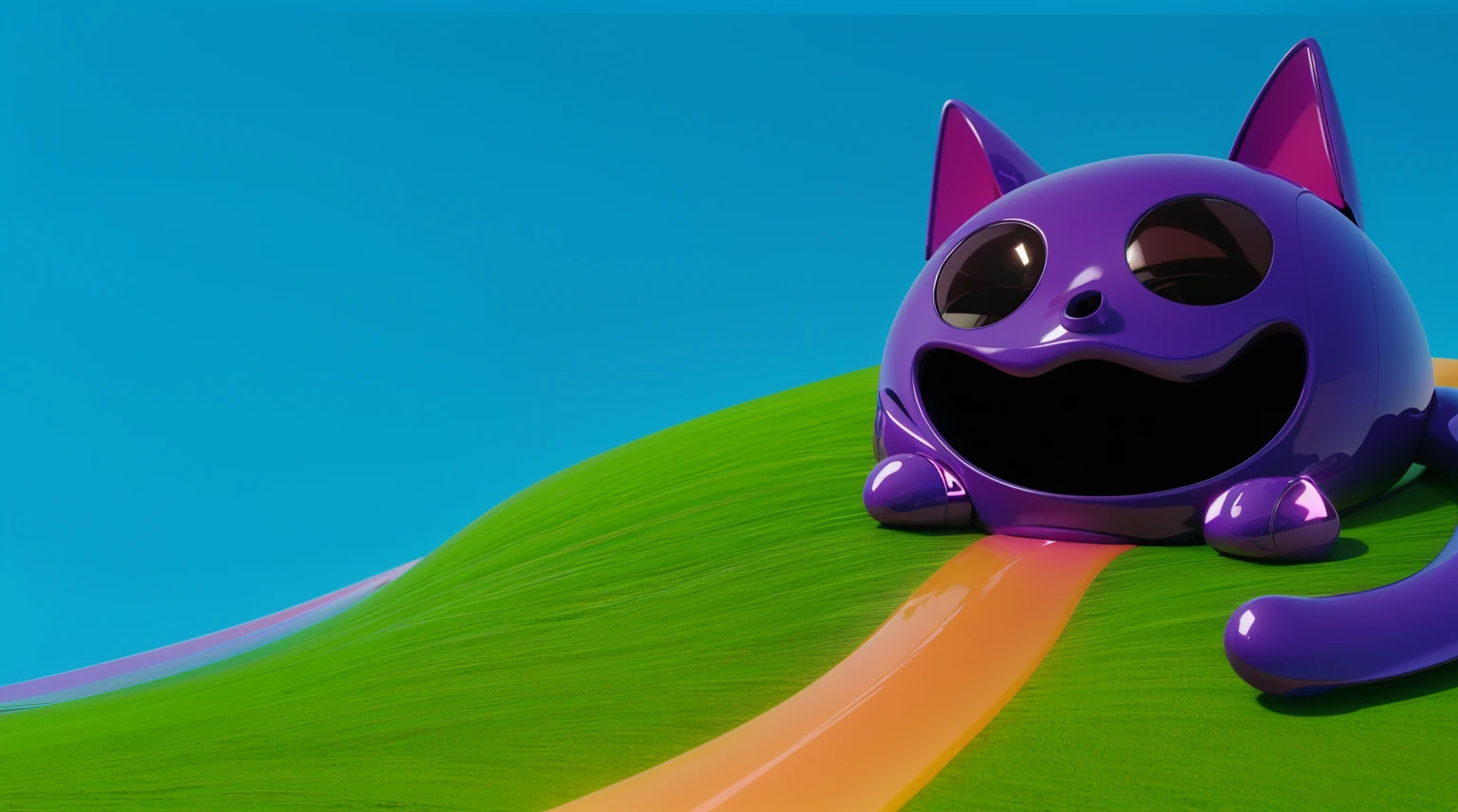 purple plastic glossy texture, smooth 3d model, multiple light sources, rim light, sharp post effects render, (glossy plastic texture with multiple big light p), perfect cgi, smooth silhouette, high intensity refraction, (super glossy plastic material), most beautiful vfx, blue background, plastic refractions, realistic, 4k, high resolution, rim light, photo shoot, commercial photo, profile shot, 4k, rim light, high resolution, 4k, glossy texture, smooth 3d model, multiple light sources, (plastic texture with multiple big light probe refractions), perfect cgi, cgi art created only with gradients, smooth silhouette, high intensity refraction, (super glossy material), most beautiful vfx, blue background, refractions, multiple light sources, rim light, render, perfect cgi, digital art, detailed digital art, reflective, best Purple creature with black eyes and a smile and a pool in its mouth deep children's water pool filled. Create цветной рендеринг zbrush. perfect cgi, cgi art created only with gradients, smooth silhouette, Create ultra sharp skin, high intensity refraction, (plastic material), most beautiful vfx, blue background, plastic refractions, glossy texture, smooth 3d model, multiple light sources, rim light, sharp post effects render, (glossy plastic texture with multiple big light probe refractions), perfect cgi, cgi art created only with gradients, smooth silhouette, high intensity refraction, (plastic material), most beautiful vfx, blue background, plastic refractions
