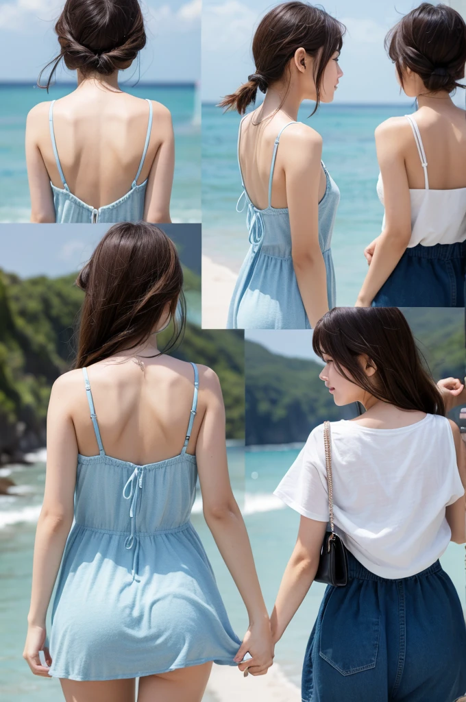 Seaside、girl、Back view