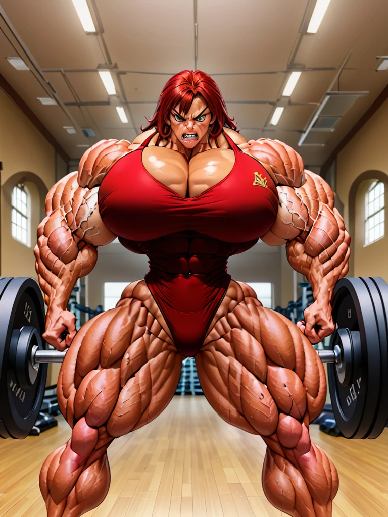 Muscle gaintess woman growth angry