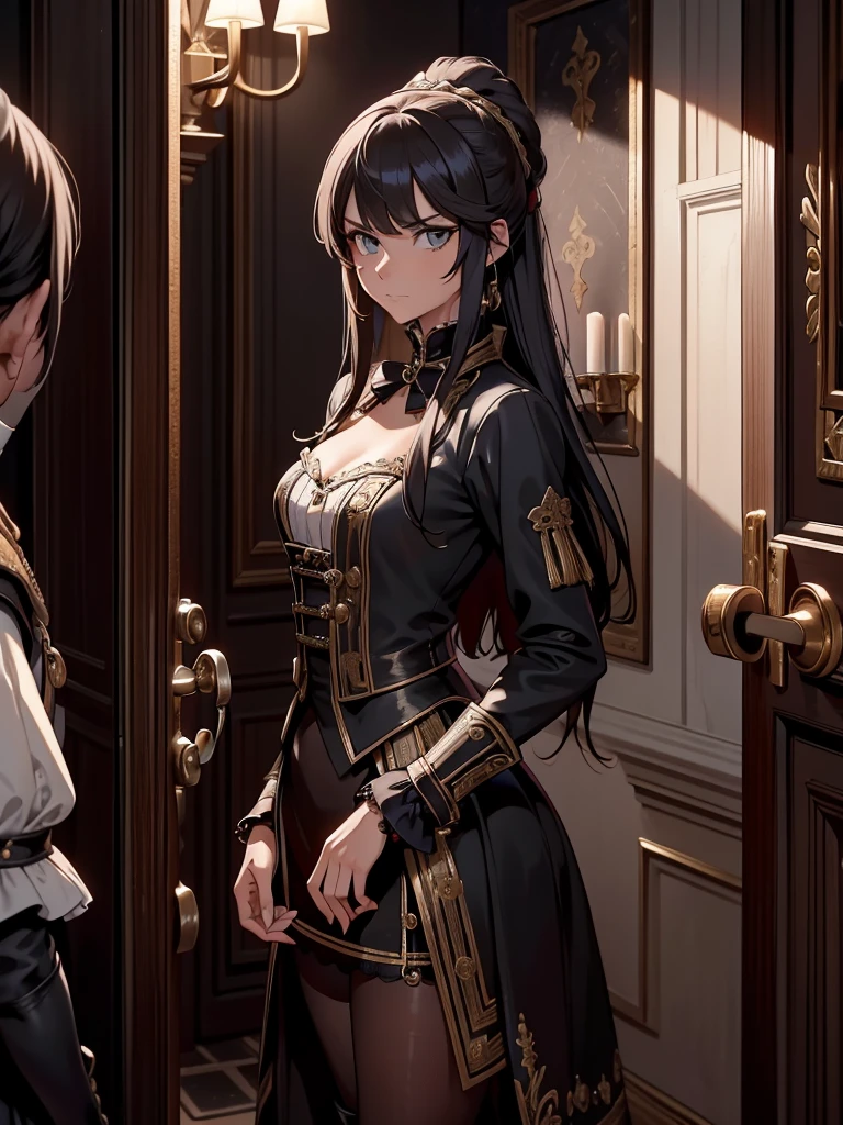 (masterpiece、top-quality、hight resolution、Unity 8k Wallpaper、extremely details CG:1), In a secretive small room, a commoner prostitute looks bewildered as she is approached by a nobleman. The atmosphere is tense yet private, highlighting the disparity between their social statuses. The prostitute, dressed in simple clothing, speaks in a casual, streetwise manner, saying, "Really? You're okay with someone like me?" She appears uncertain and nervous, unfamiliar with the etiquette expected in dealing with a noble. The nobleman, dressed in refined attire, looks at her with a mix of interest and amusement, creating a dynamic of unexpected interaction and mutual curiosity. nsfw