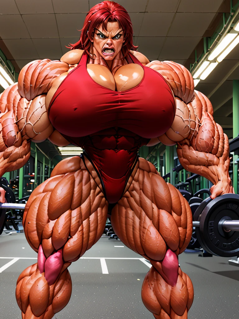 Muscle gaintess pumped  woman  growth  angry 