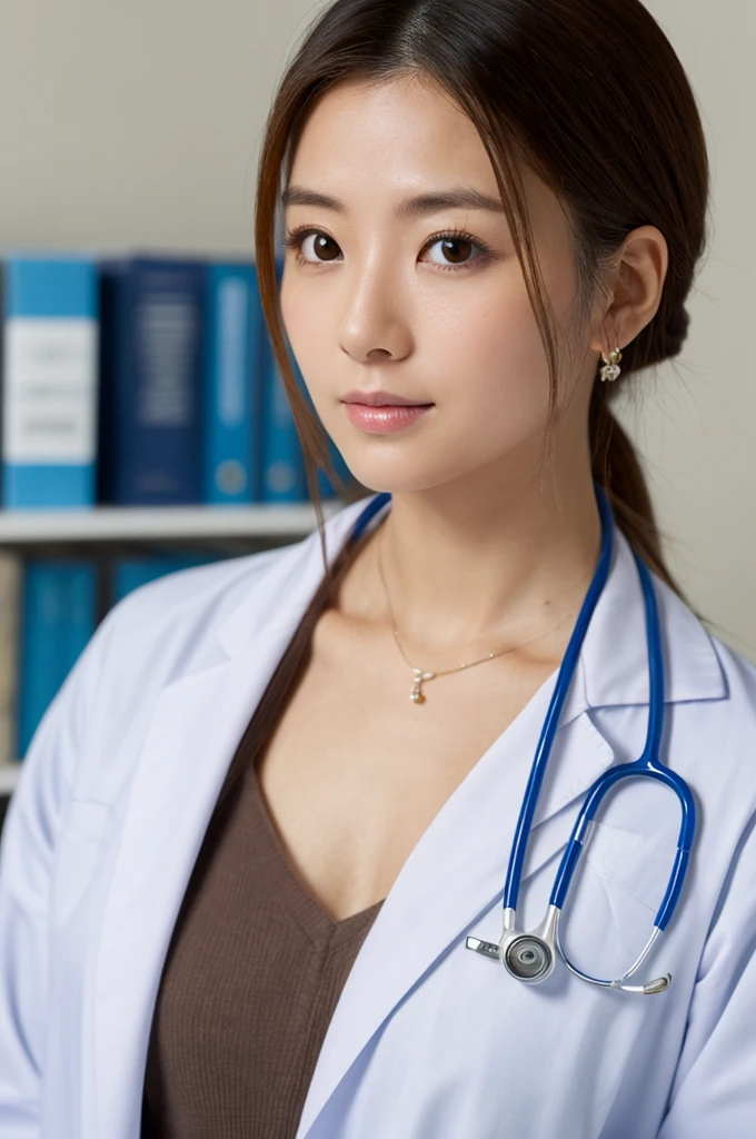 ((Highest quality)), ((masterpiece)), (detailed),Perfect Face,Japanese,Female doctor,White