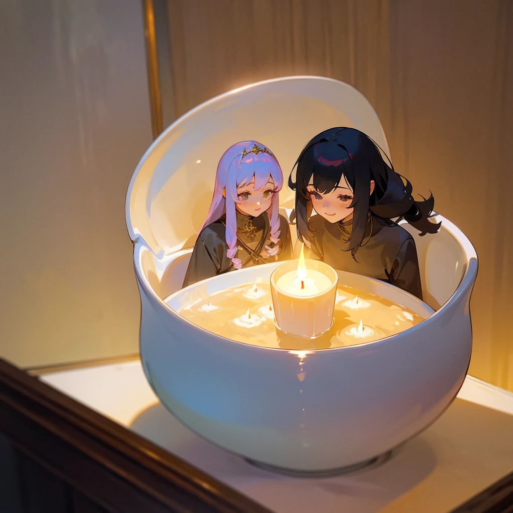 3girls, 3 girls wearing beautiful white dresses, beautiful tiara hair accessories, golden hour , playing in bath tub, golden hour lighting, curly lond hair, pixiv, soft lighting, soft shadow, candle, happy, cute, ffxiv, golden hour light, cozy background, manga style, Tsutomu Nihei style, vibrant colors, Manga nib pen style, d beautiful_sparkle background, ((shiny )), glistening, highly detailed, light, cute, cozy atmosphere — quality, ((more details:1.5))
Negative prompt: EasyNegative, worst quality, blurry image, worst , normal quality, error , extra legs, extra hands
Steps: 30, Sampler: DPM++ 2M SDE Karras, CFG scale: 5.0, Seed: 108275170, Size: 1080x1350, Model: SDVN7-NijiStyleXL, Denoising strength: 0,