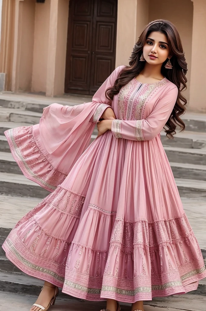 a beautiful Pakistani beautiful girl wear Pink dress