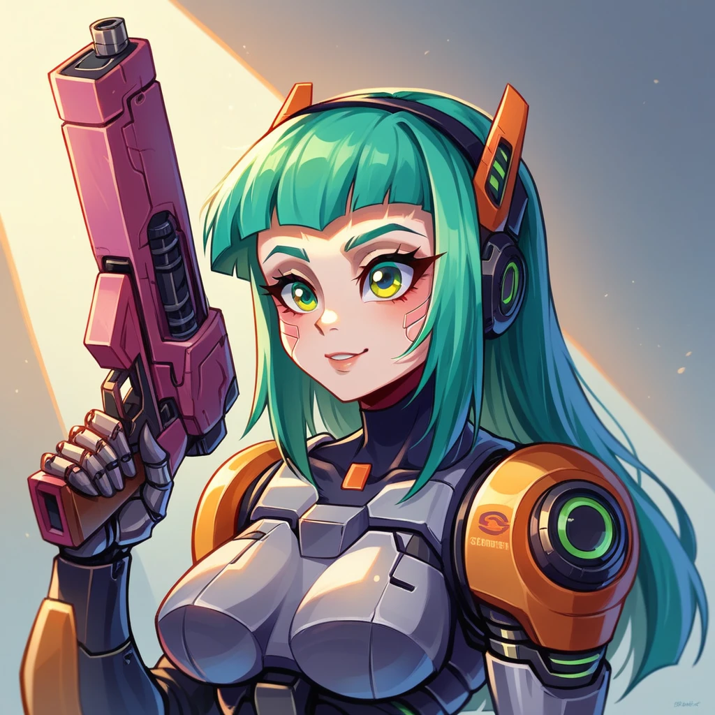 araffe topless woman in a futuristic suit with a gun in her hand, girl in mecha cyber armor, mechanized soldier girl, cgsociety and fenghua zhong, perfect android girl, cute cyborg girl, cyberpunk anime girl mech, female mecha, beutiful girl cyborg, cyborg girl, wojtek fus, portrait armored astronaut girl, mechanized valkyrie girl
