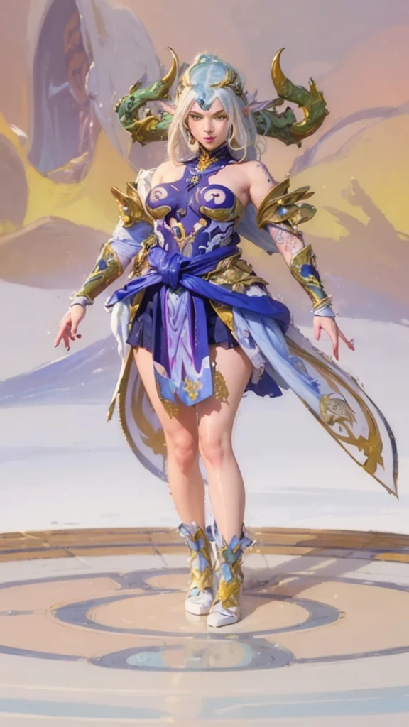 (((Masterpiece))), (((Best Quality: 1.4))), ((Super Detail: 1.4)) , hyper detailed gouache painting of a female Tiefling, gorgeous exotic features, amber neon eyes:1.5, orange hair, hyper detailed face features, expressivo face, detailed textures, blue skintone, tattoos, natural skin shader, volumetrics, warm undertones under her skin, ultra High resolution