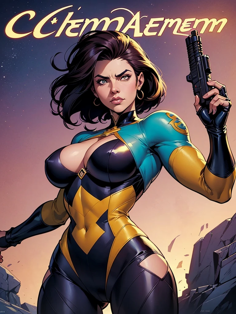 a close up of a cartoon of a woman with a gun, artegerm comic, zenoscope, Chris Moore. artegerm, by Eddie Mendoza, beautiful comic art, not artegerm style, ivan talavera and artegerm style, Artegerm and Warren Louw, artegerm e lois van baarle