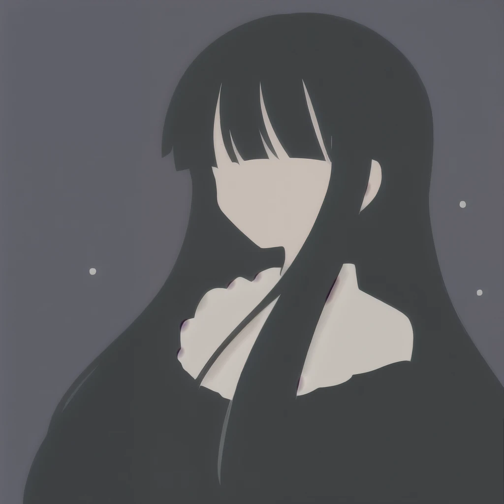 Anime Minimalist, One Girl, alone,Black Hair,Long Hair,hair ornaments,Blue background