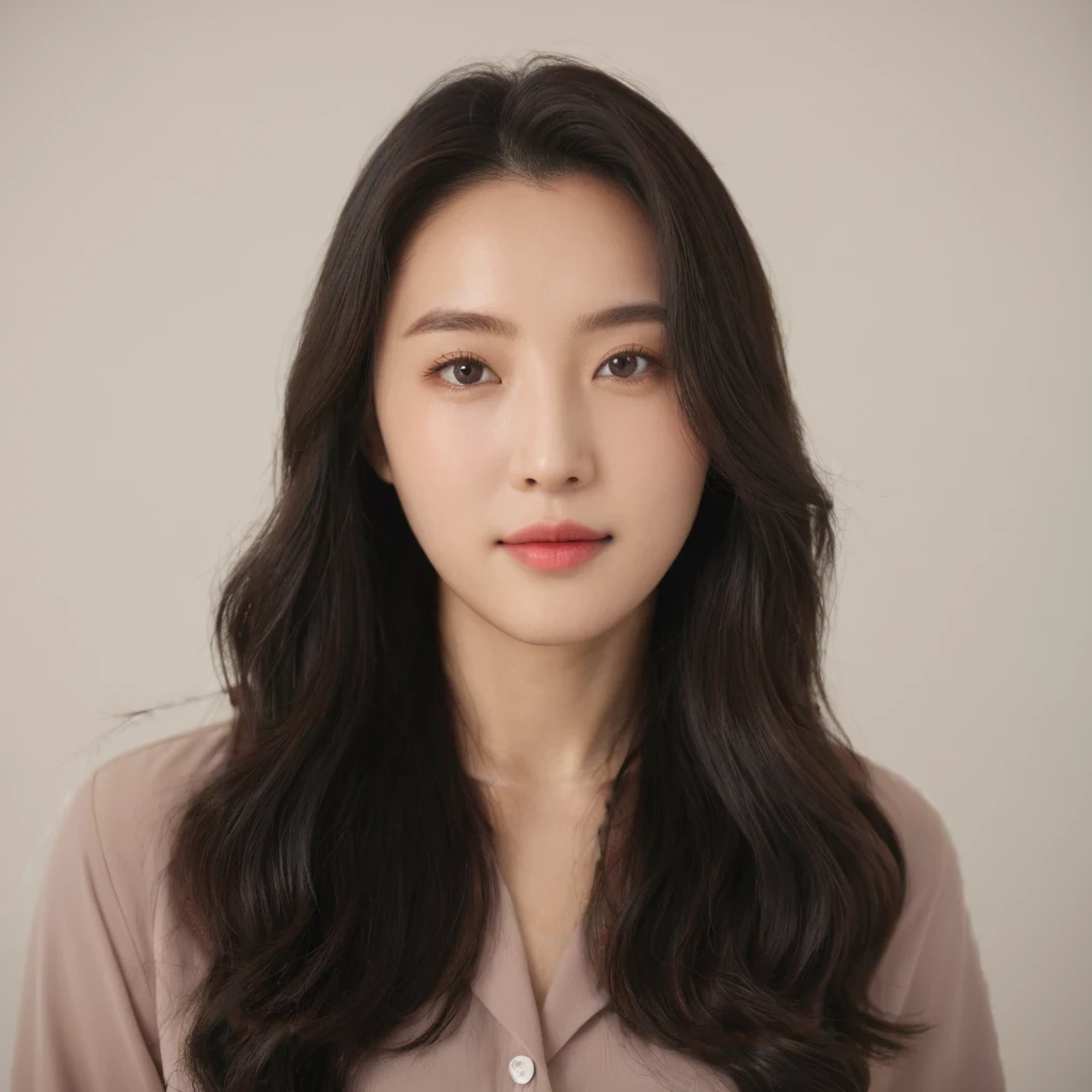 Best Quality, 8k, Masterpiece, (Portrait: 1.3), (photo realistic:1.4), (hyper realistic:1.4), Sharp Focus, looking at viewer, (smoother lighting:1.1), (increase cinematic lighting quality:0.9), realistic lighting, backlighting, light on face, ray trace, (brightening light:1.2), (Increase quality:1.4), sharp detail, (best quality real texture skin:1.4), finely detailed eyes, black_eyes, finely detailed face, 25 year old Korean woman, (white formal_shirt:1.4), (Create an image maintaining the original base model hairstyle:1.5)