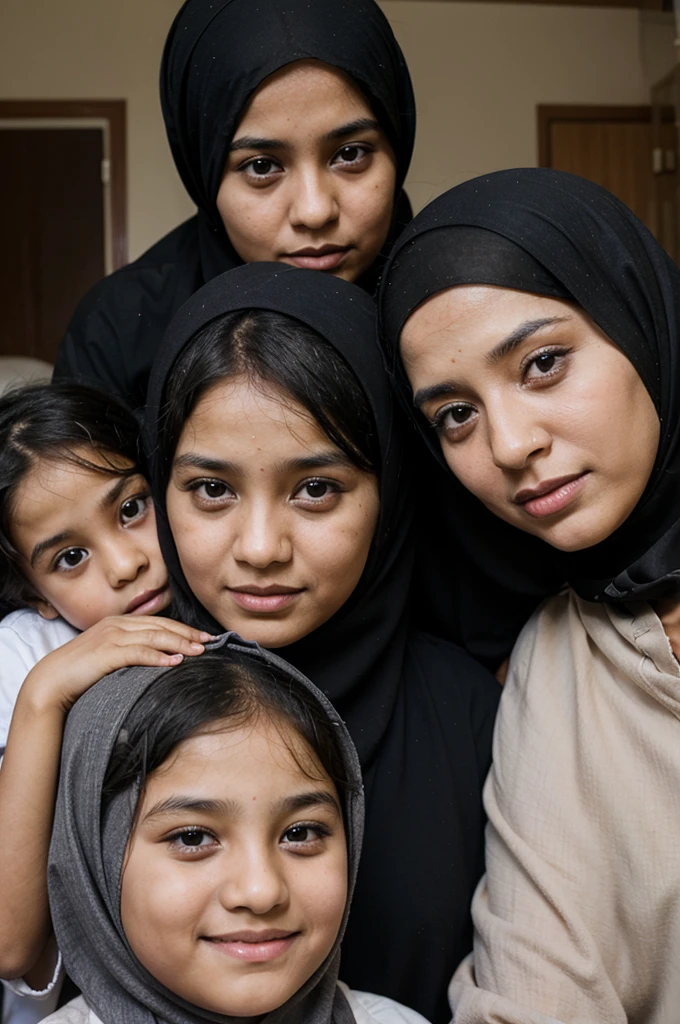 Photo of a Muslim family with an 8 year old daughter and a 3 year old 
