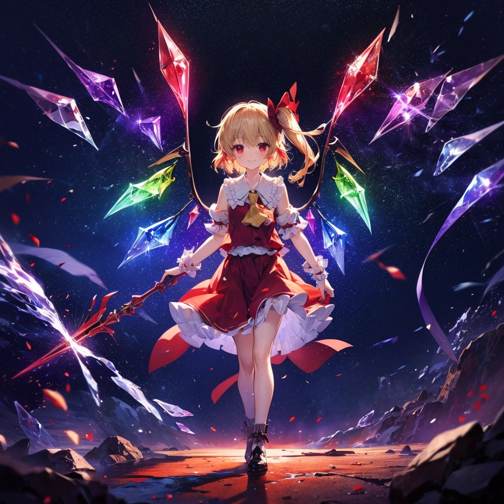 (((Fantasy　Flandre Scarlet)))　((Flaming Spear　Moonlit Night　star　smile　drop down　Catch the wind　End of the Galaxy　Broken glass))　(Shining Background　Shining Background)