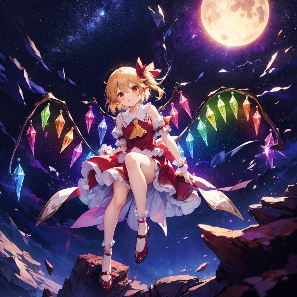 (((Fantasy　Flandre Scarlet)))　((Flaming Spear　Moonlit Night　star　smile　drop down　Catch the wind　End of the Galaxy　Broken glass))　(Shining Background　Shining Background)